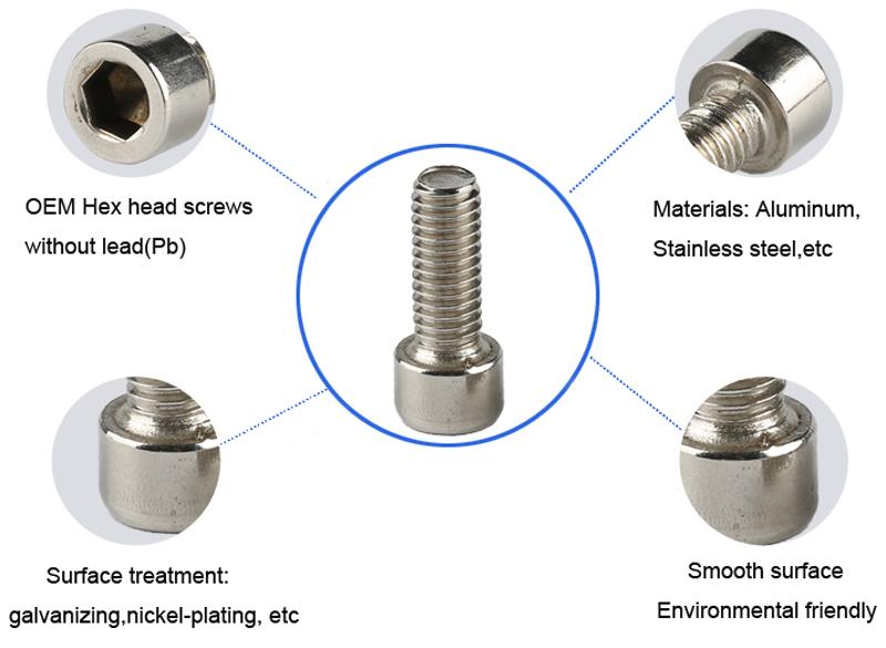 stainless steel hex head cap screw machine screw m2.5