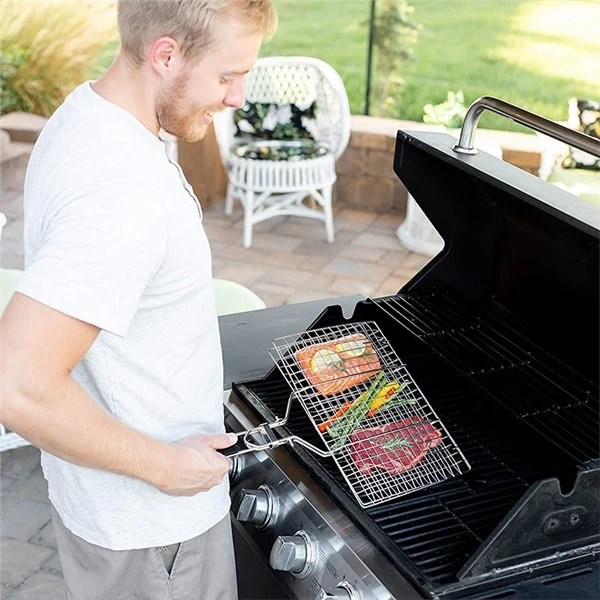 Nerjaveèi asye barbecue panyen gri pou pwason